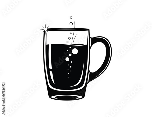 Illustration of a beer mug with bubbles