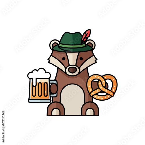 Badger in Lederhosen Oktoberfest Fun Illustration