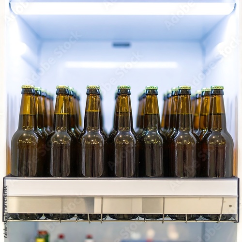 Close-up of beer bottles in a refrigerator