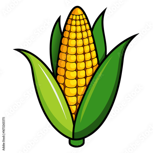 A vibrant ear of corn, encased in lush green husks, offers a captivating glimpse into nature's abundance and the essence of wholesome sustenance.  Generative AI