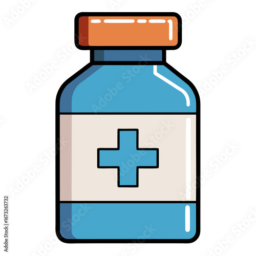 A vibrant illustration of a medicine bottle, symbolizing healthcare, treatment, and medical progress, highlighting key concepts related to health and wellness. Generative AI