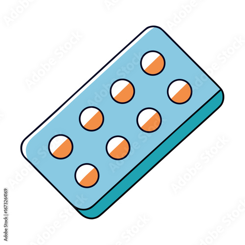 A close-up shot of a neatly arranged medicine blister pack filled with pills, conveying health, wellness, and pharmaceutical concepts. Generative AI