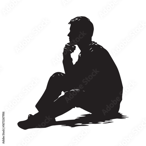 man, person, people, human, silhouette, sitting, sitting man, male, profile, thinking, thoughtful, contemplation, reflective, pondering, introspection, reflection, 