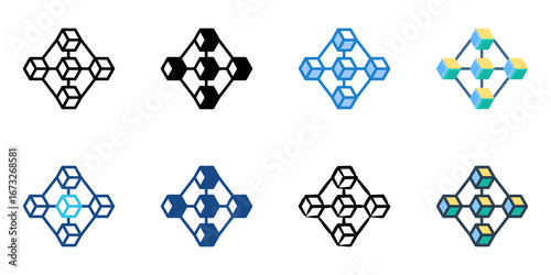 Fintech Revolution icon set multiple style collection 
