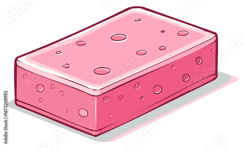 Pink Sponge Illustration Rectangle with Rounded Edges and Various Sized Holes