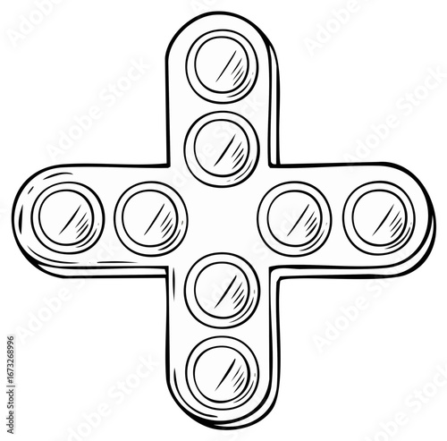 Cross Shaped Fidget Spinner Outline Icon Hand Drawn Illustration