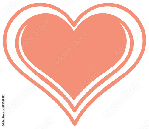 Stylized Pink Heart Icon with White Outlines Symbolizing Love and Affection for Valentine's Day