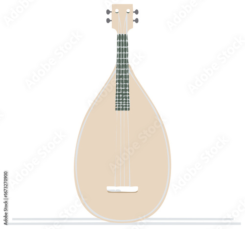 Traditional Stringed Instrument Illustration Vintage Mandolin Musical Artwork
