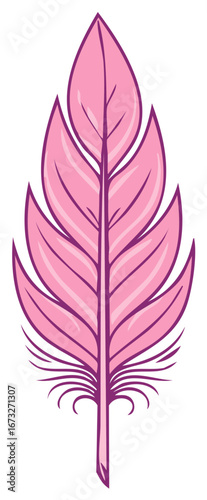 Delicate Feather Illustration: Pink Quill Pen Element for Design