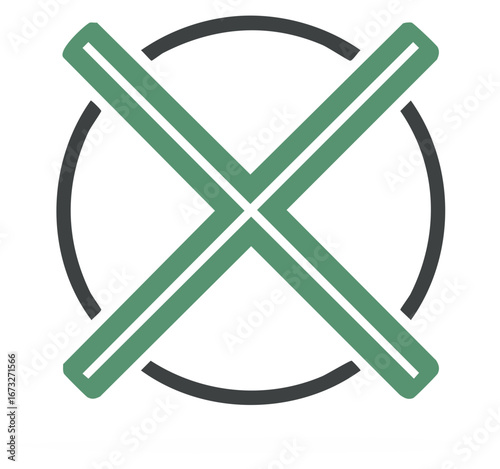 Green X symbol inside a circle icon representing incorrect or rejected option