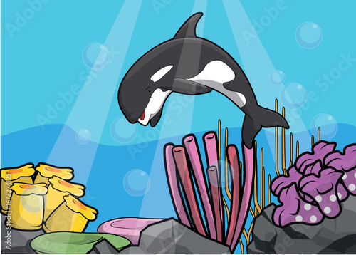 Under water Animal World Vector Illustration