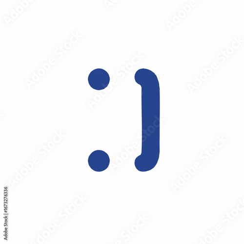A simple and striking 2D flat vector icon of a punctuation mark, created with solid colors and defined lines, is isolated on a clean white background.