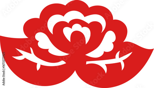 Chinese New Year 2026, the year of the Horse, red and gold line art characters, simple hand-drawn Asian elements with craft (Chinese translation: Happy Chinese New Year 2026, year of the Horse)