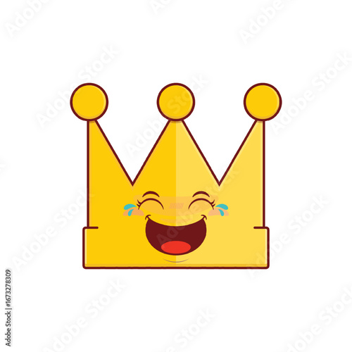 gold crown laughing face cartoon cute