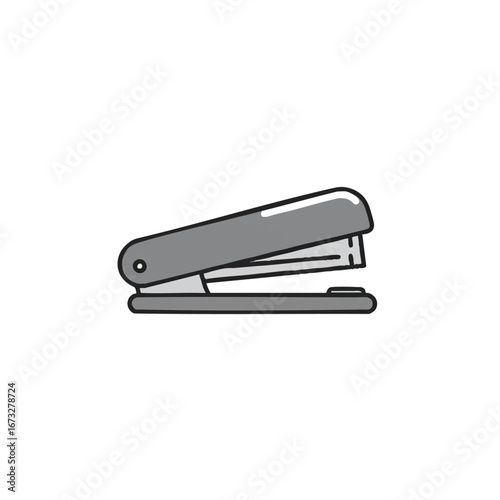 Gray stapler icon, simple and outlined design.