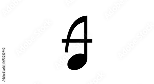 Bold black musical eighth note symbol with a sharp accent conveys artistic expression, creativity, and auditory passion, perfect for music projects.