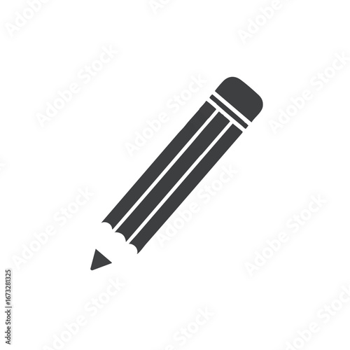 Simple graphite pencil icon, angled, sharp point, eraser.