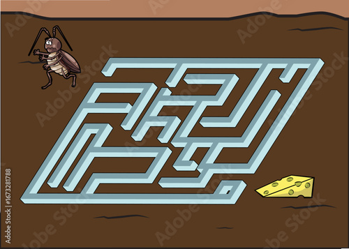 Maze Labyrinth Design Vector Illustration with Animal Concept
