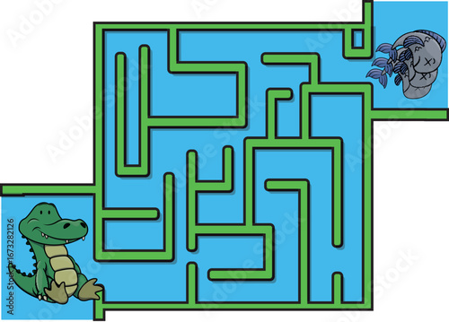 Maze Labyrinth Design Vector Illustration with Animal Concept