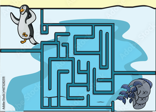 Maze Labyrinth Design Vector Illustration with Animal Concept