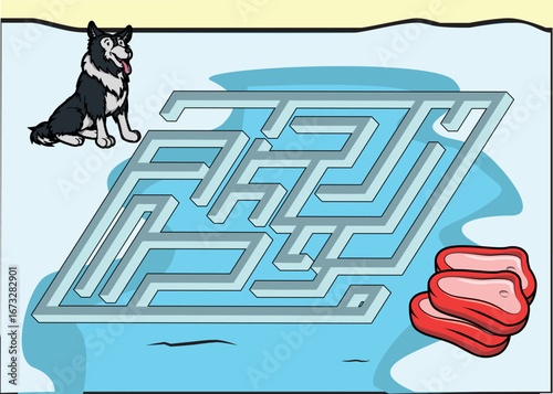 Maze Labyrinth Design Vector Illustration with Animal Concept