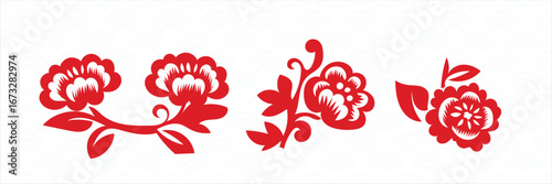 Chinese New Year 2026, the year of the Horse, red and gold line art characters, simple hand-drawn Asian elements with craft (Chinese translation: Happy Chinese New Year 2026, year of the Horse)