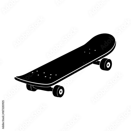 Skateboarding Icon. Black and White Skateboard Symbol
This is a minimalist, black and white vector icon of a skateboard. The design is simple and flat, making it perfect for use in websites