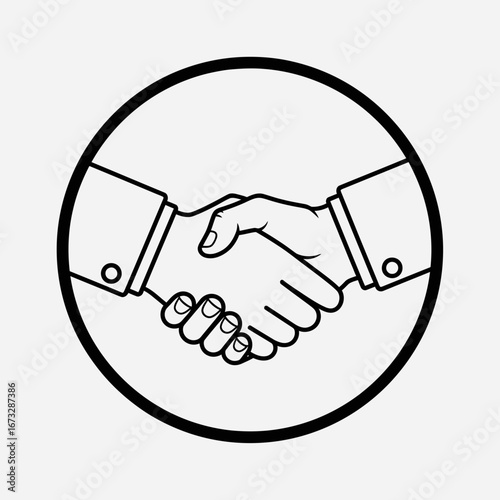 Successful partnership handshake signifies agreement in modern business deal icon symbol black and white