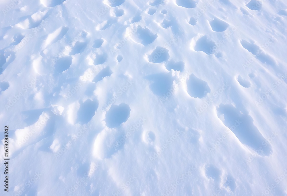 Obraz premium Undisturbed blanket of pristine, freshly fallen snow, exhibiting a soft, fluffy texture, scenic, minimalist