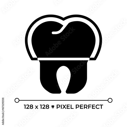 Dental aligners pixel perfect glyph solid icon. Cosmetic dentistry, teeth whitening. Smile correction, healthcare. Black silhouette symbol on negative space. Vector isolated illustration