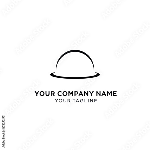 Minimalist black and white logo design featuring a stylized construction helmet symbol for branding purposes.