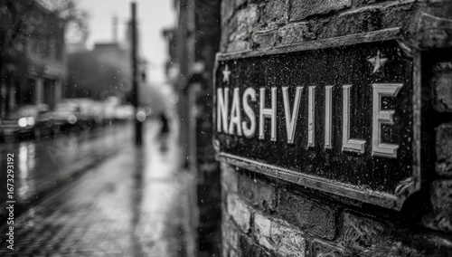Rainy Nashville street sign