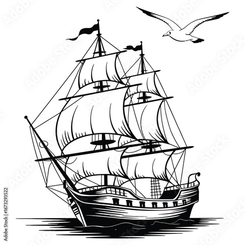 ship on a white background