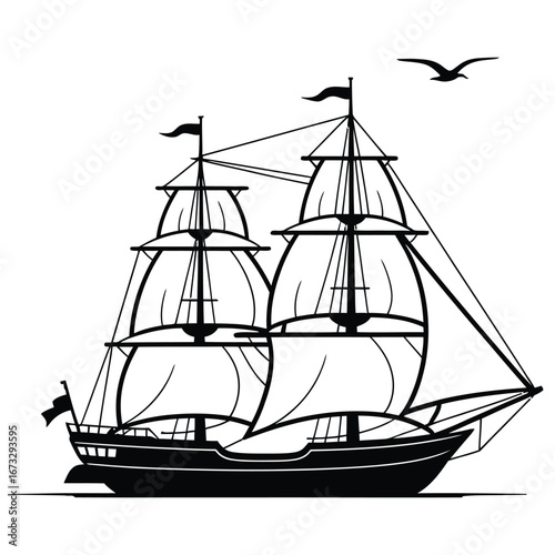 set of sailing ships