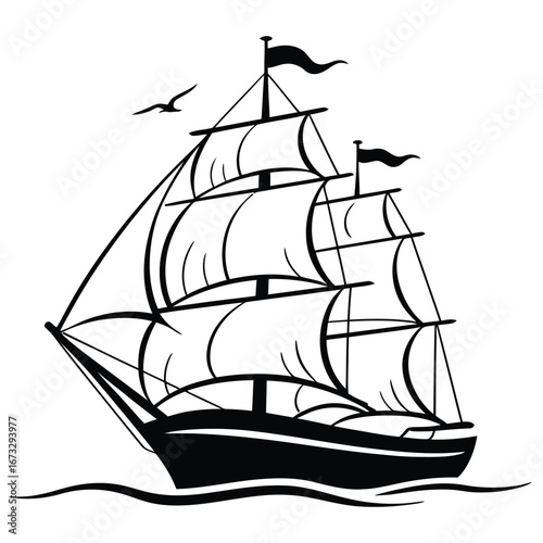 ship on a white background