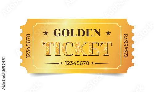 Vector golden ticket template. Premium ticket design