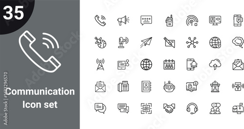 Communication icons set with phone satellite globe and chat bubbles call