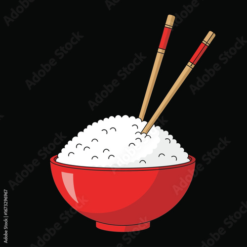 rice with chopsticks