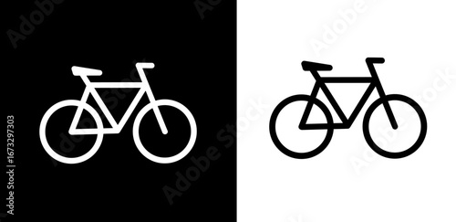 Black and White Bicycle Icons for Visual Contrast and Transportation Themes
