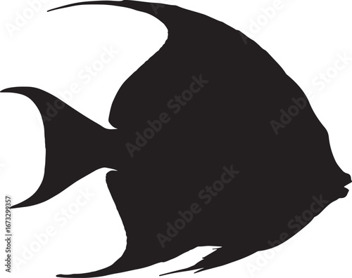 Fish or angelfish vector silhouette illustration