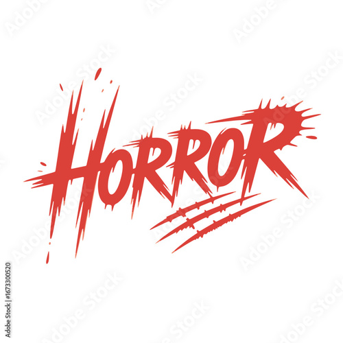 Vibrant horror artwork featuring striking red lettering and dynamic brush strokes emphasizing energy and emotion