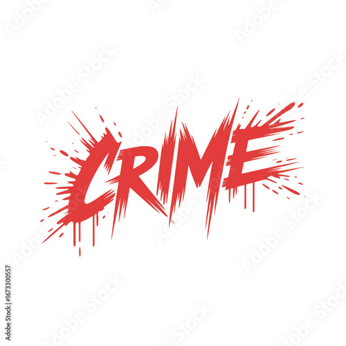 Word art graphic featuring bold red text representing crime with an edgy design suitable for a variety of projects
