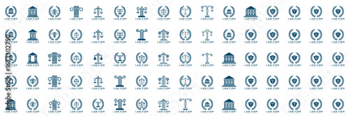 Simple elegant justice logo collection , law firm logo set , blue and white background