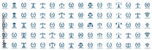 Simple elegant justice logo collection , law firm logo set , blue and white background