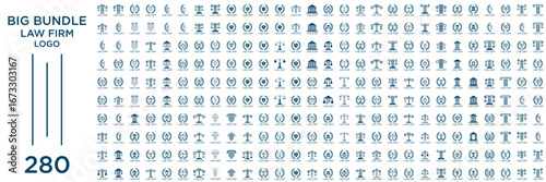 Simple elegant justice logo collection , law firm logo set , blue and white background