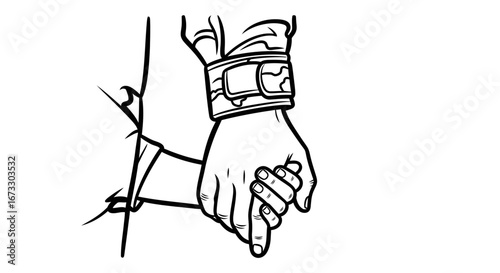 adult and child holding hands line art drawing of love, care, and protection