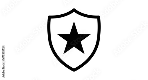 black star in shield icon security, protection, award, and achievement symbol