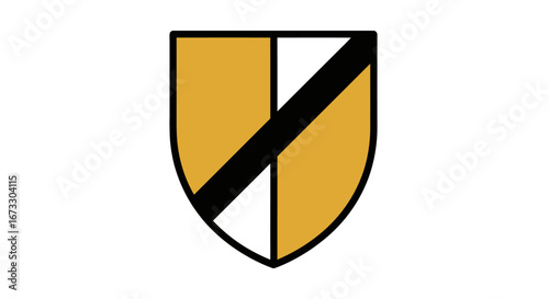 classic heraldic shield gold, white, black, medieval design, emblem, insignia, identity, logo