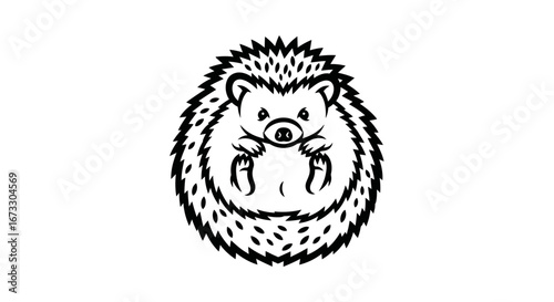 cute hedgehog illustration, black and white, animal line art, mammal, wildlife, nature, prickles, spines