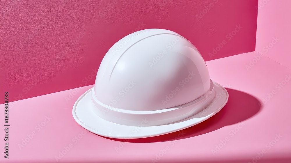 Fototapeta premium White hard hat on a colored background